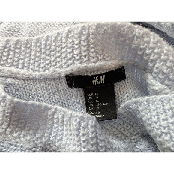 H&M Light Gray Cable Knit Sweater Medium Acrylic & Mohair Blend Crewneck Womens - Picture 5 of 6